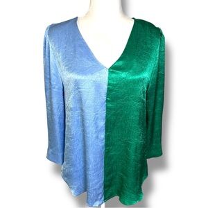 JODIFL Asymmetrical Blue and Green Blouse